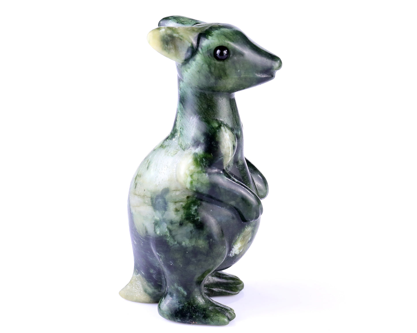 3.7" New Jade Hand Carved Crystal Kangaroo Sculpture Crystallumi