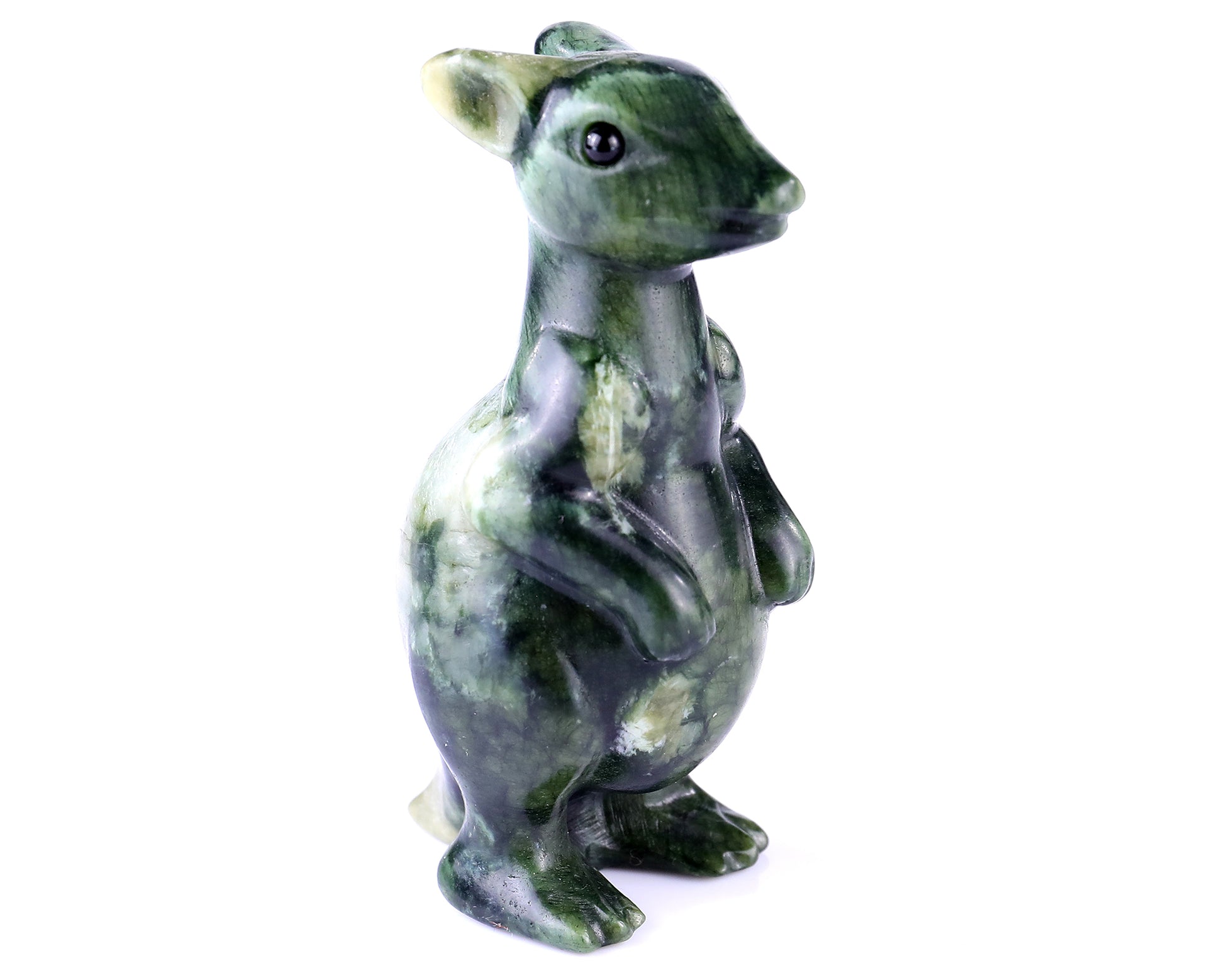 3.7" New Jade Hand Carved Crystal Kangaroo Sculpture Crystallumi