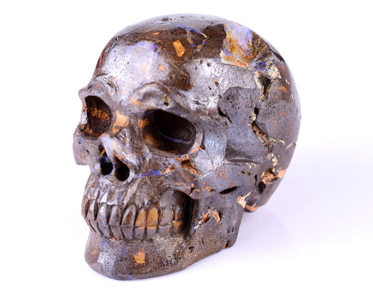 3.7" Opal Hand Carved Crystal Realistic Skull Sculpture Crystallumi