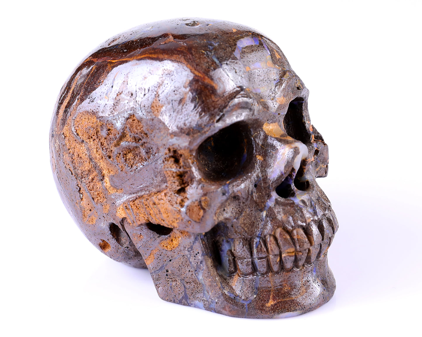 3.7" Opal Hand Carved Crystal Realistic Skull Sculpture Crystallumi