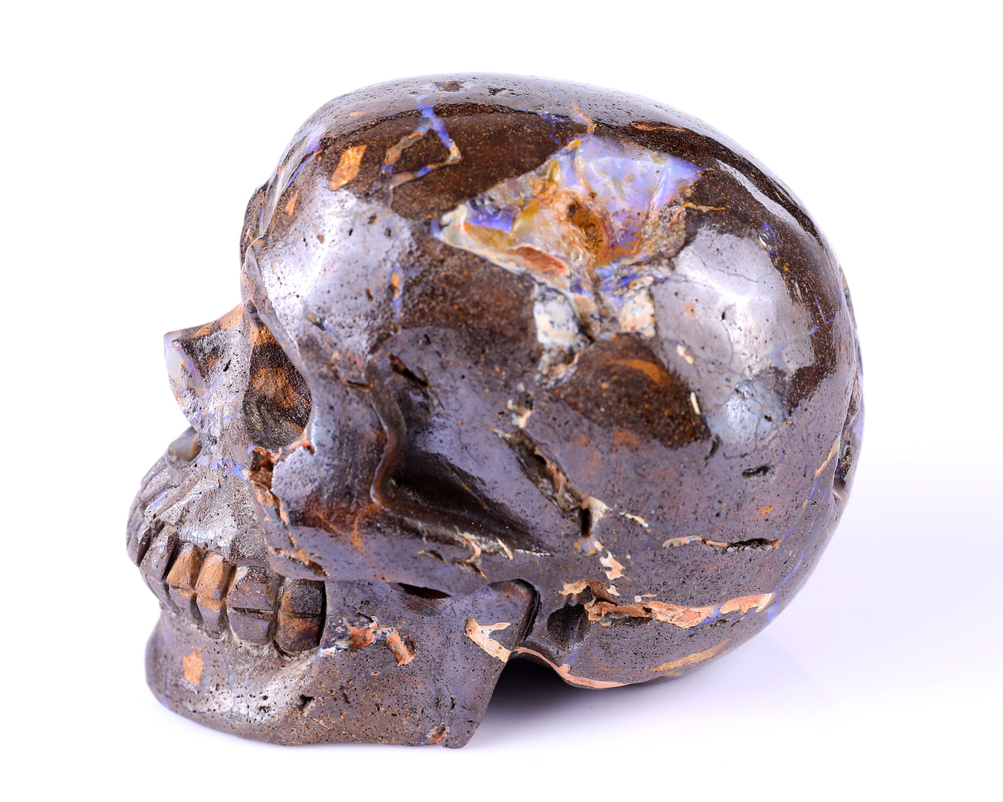 3.7" Opal Hand Carved Crystal Realistic Skull Sculpture Crystallumi