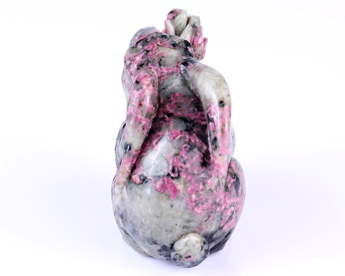 3.7" Rhodonite Hand Carved Crystal Rabbit Sculpture Crystallumi