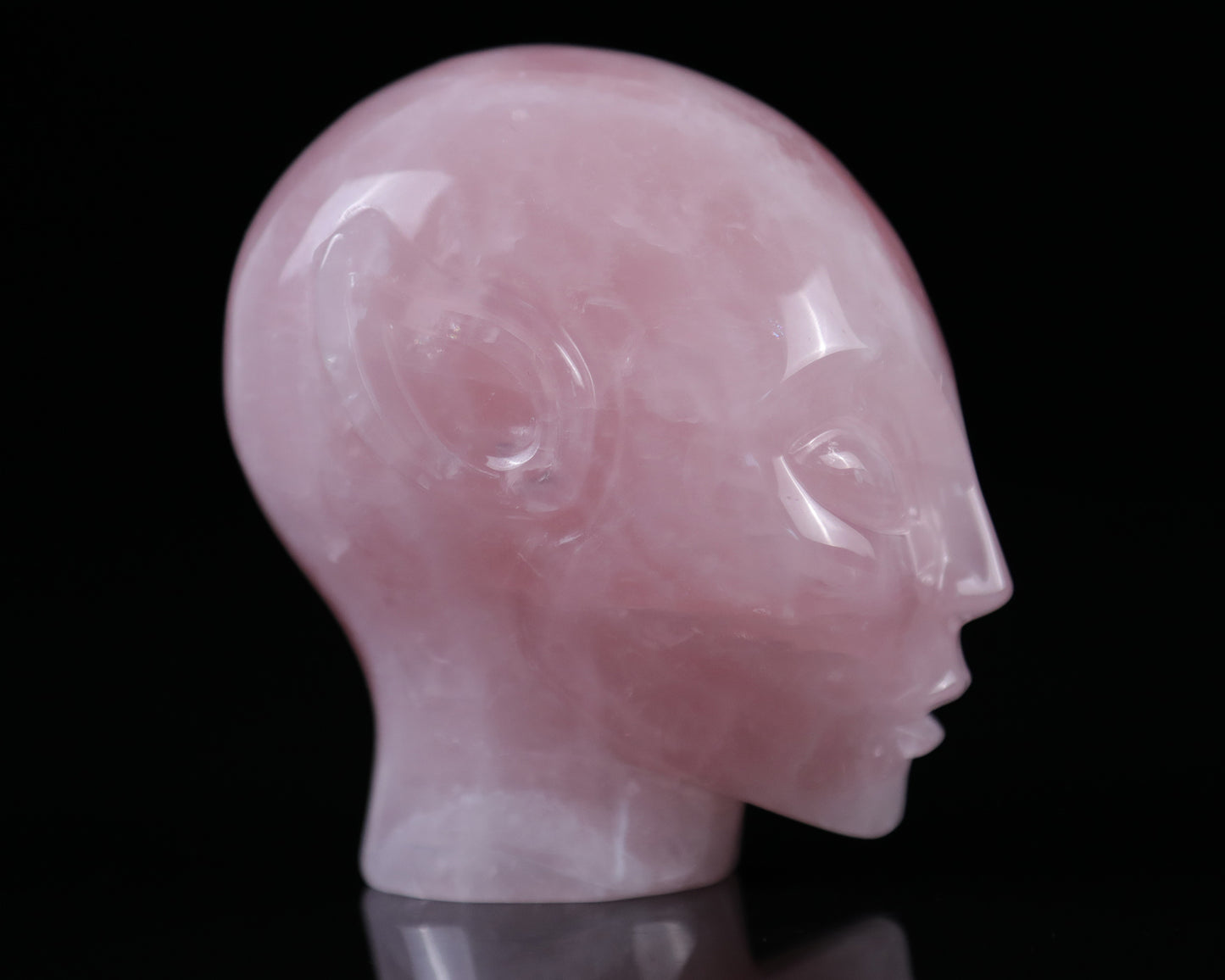 3.7" Rose Quartz Hand Carved Crystal Elf Alien Sculpture Crystallumi