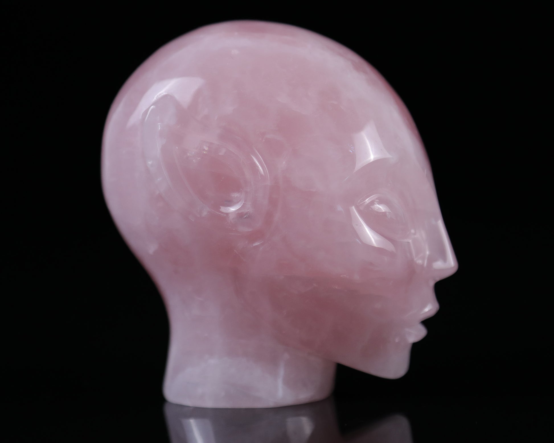 3.7" Rose Quartz Hand Carved Crystal Elf Alien Sculpture Crystallumi