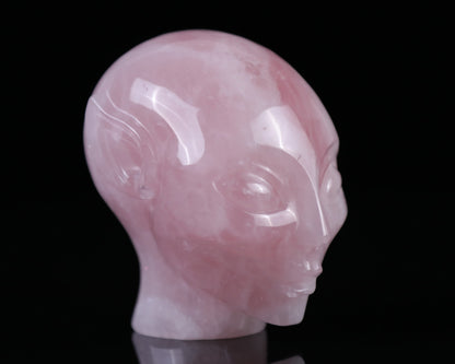 3.7" Rose Quartz Hand Carved Crystal Elf Alien Sculpture Crystallumi