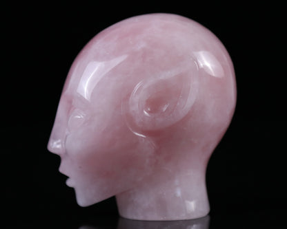 3.7" Rose Quartz Hand Carved Crystal Elf Alien Sculpture Crystallumi