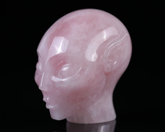 3.7" Rose Quartz Hand Carved Crystal Elf Alien Sculpture Crystallumi