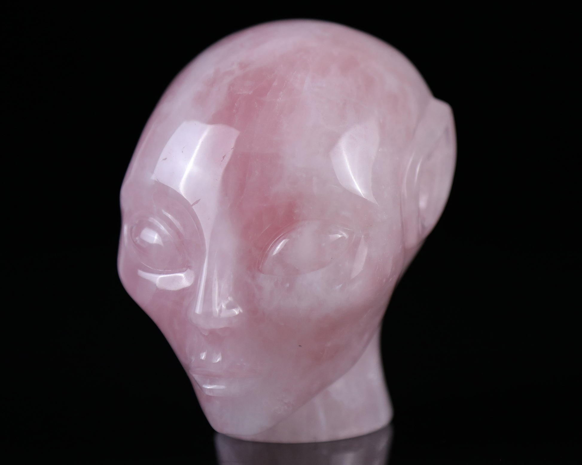 3.7" Rose Quartz Hand Carved Crystal Elf Alien Sculpture Crystallumi