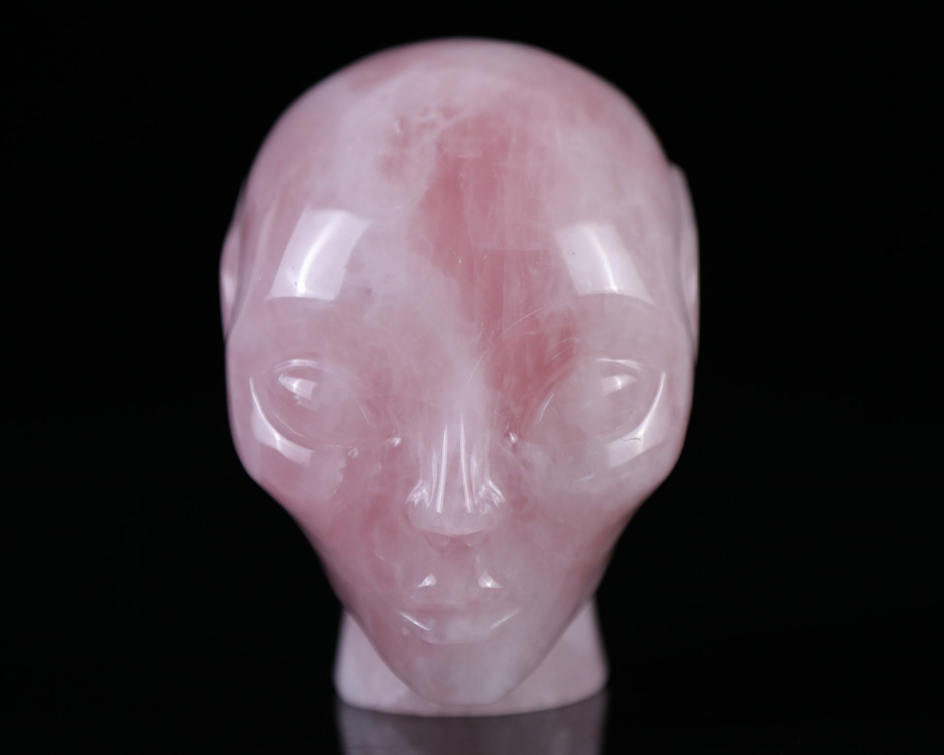 3.7" Rose Quartz Hand Carved Crystal Elf Alien Sculpture Crystallumi