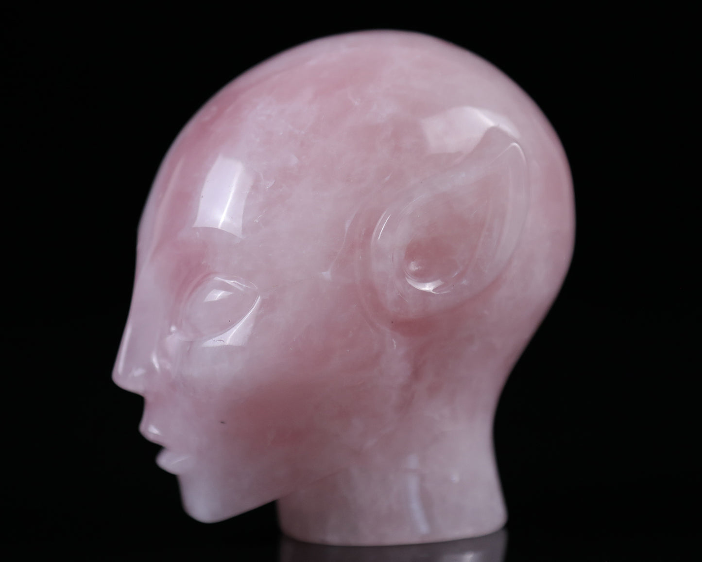 3.7" Rose Quartz Hand Carved Crystal Elf Alien Sculpture Crystallumi