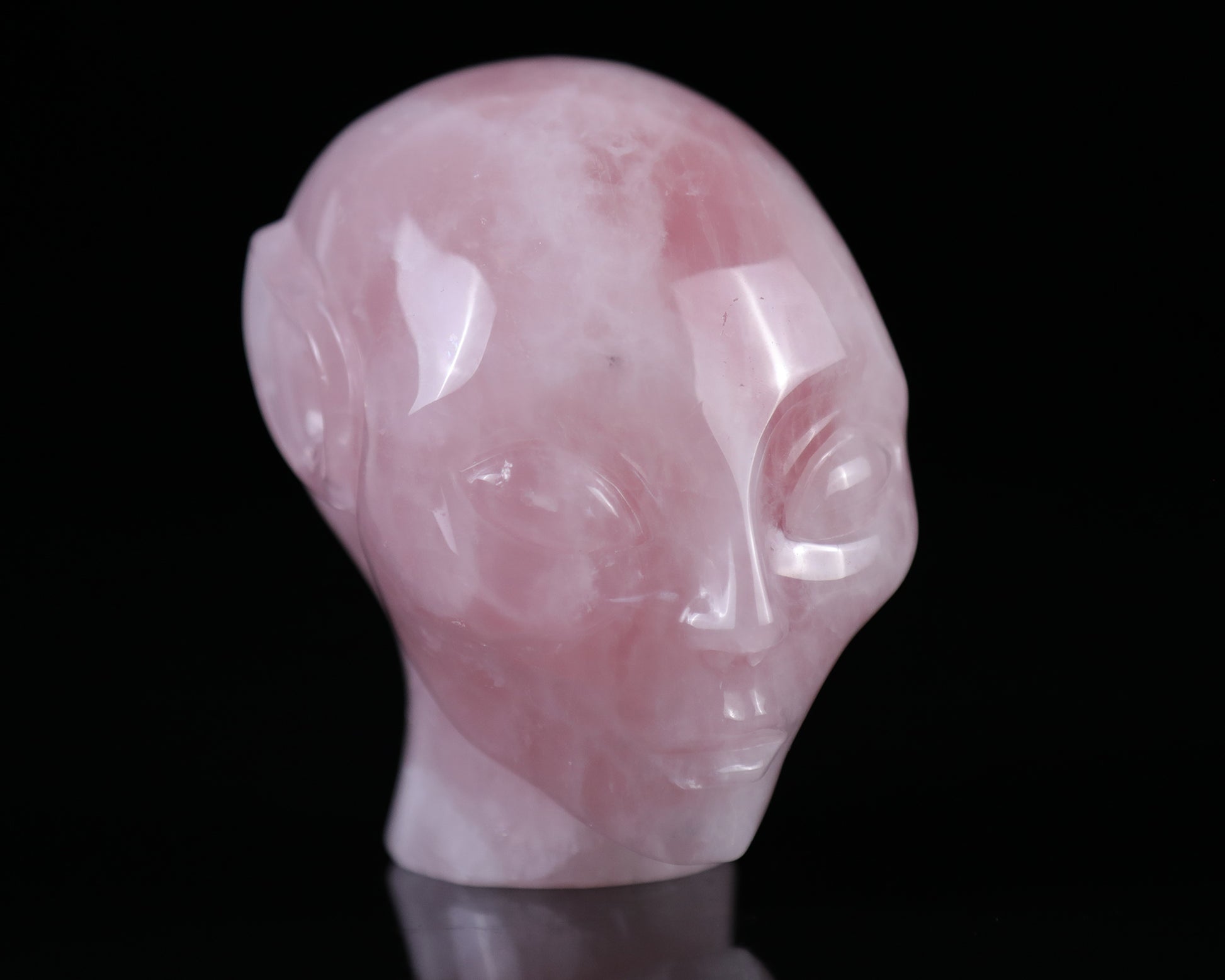 3.7" Rose Quartz Hand Carved Crystal Elf Alien Sculpture Crystallumi