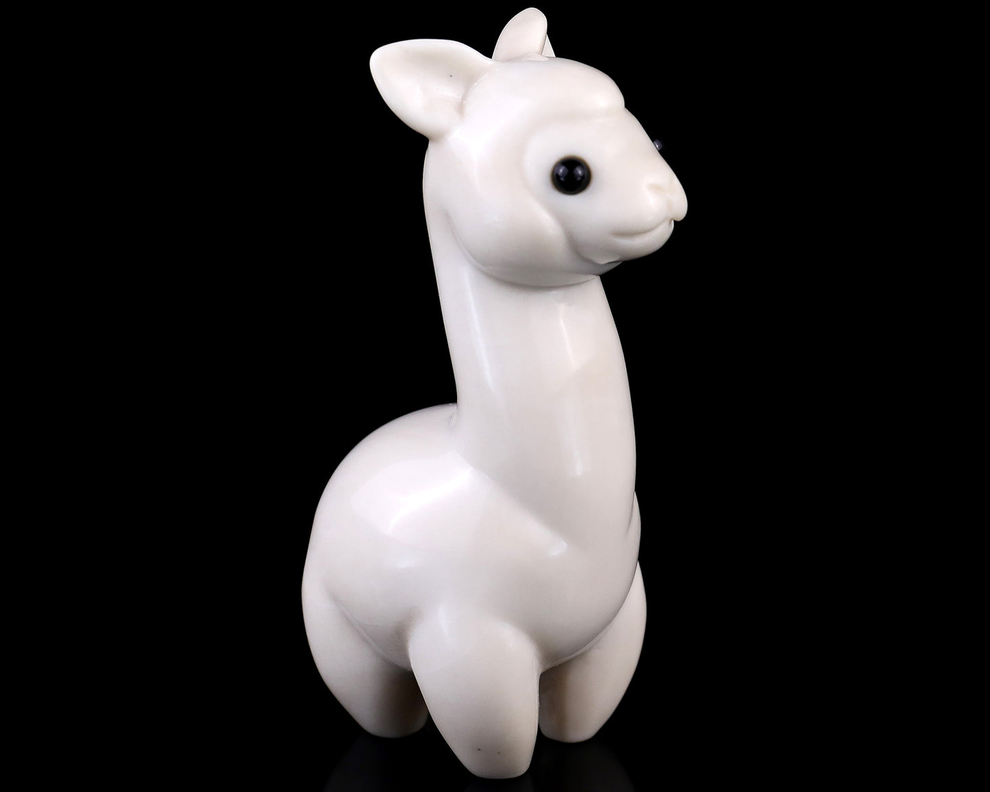 3.7" White Jade Hand Carved Crystal Alpaca Sculpture Crystallumi