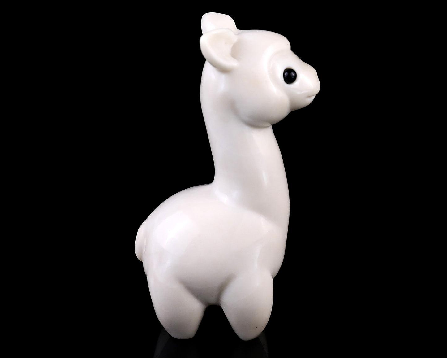 3.7" White Jade Hand Carved Crystal Alpaca Sculpture Crystallumi