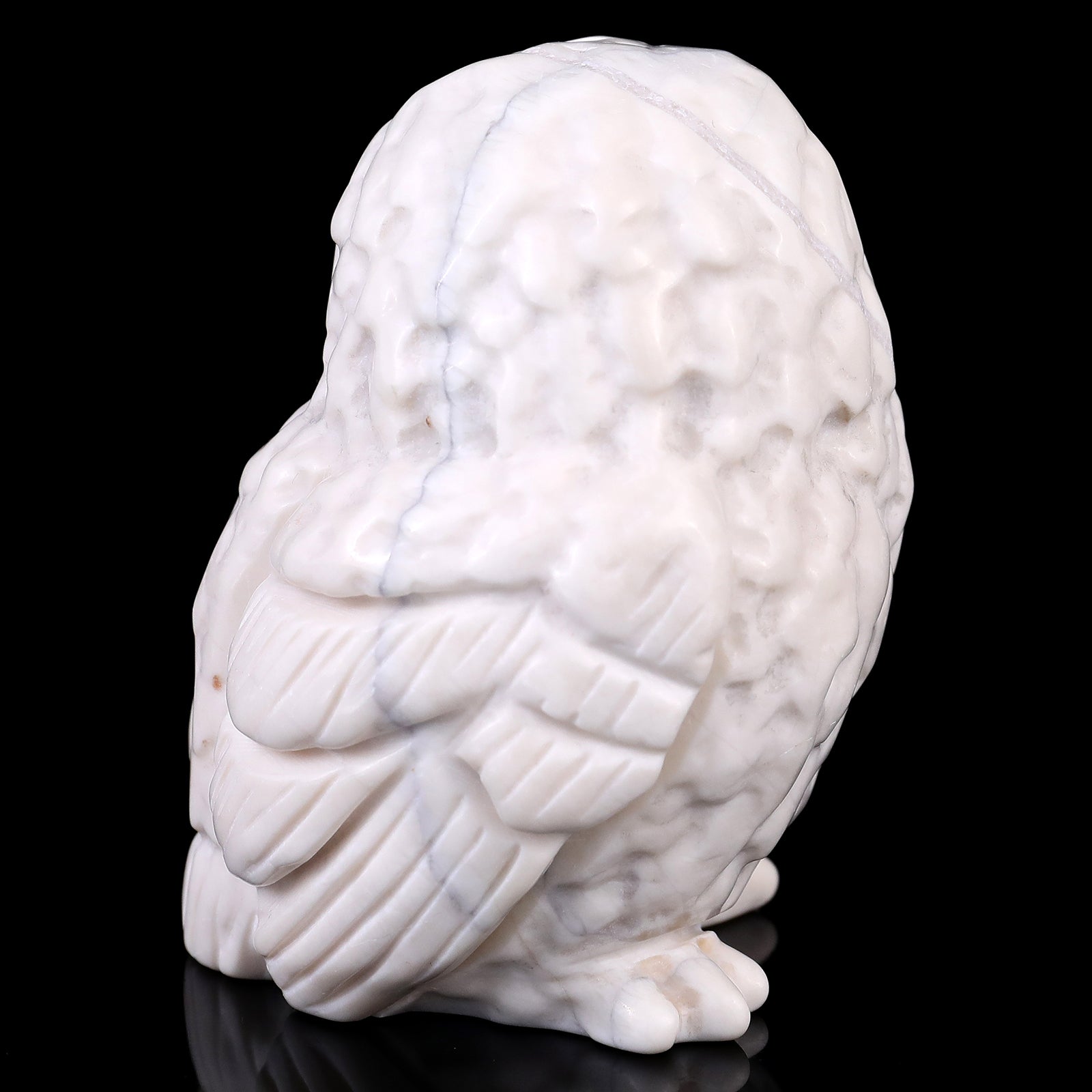 3.7" White Jade Hand Carved Crystal Owl Sculpture Crystallumi