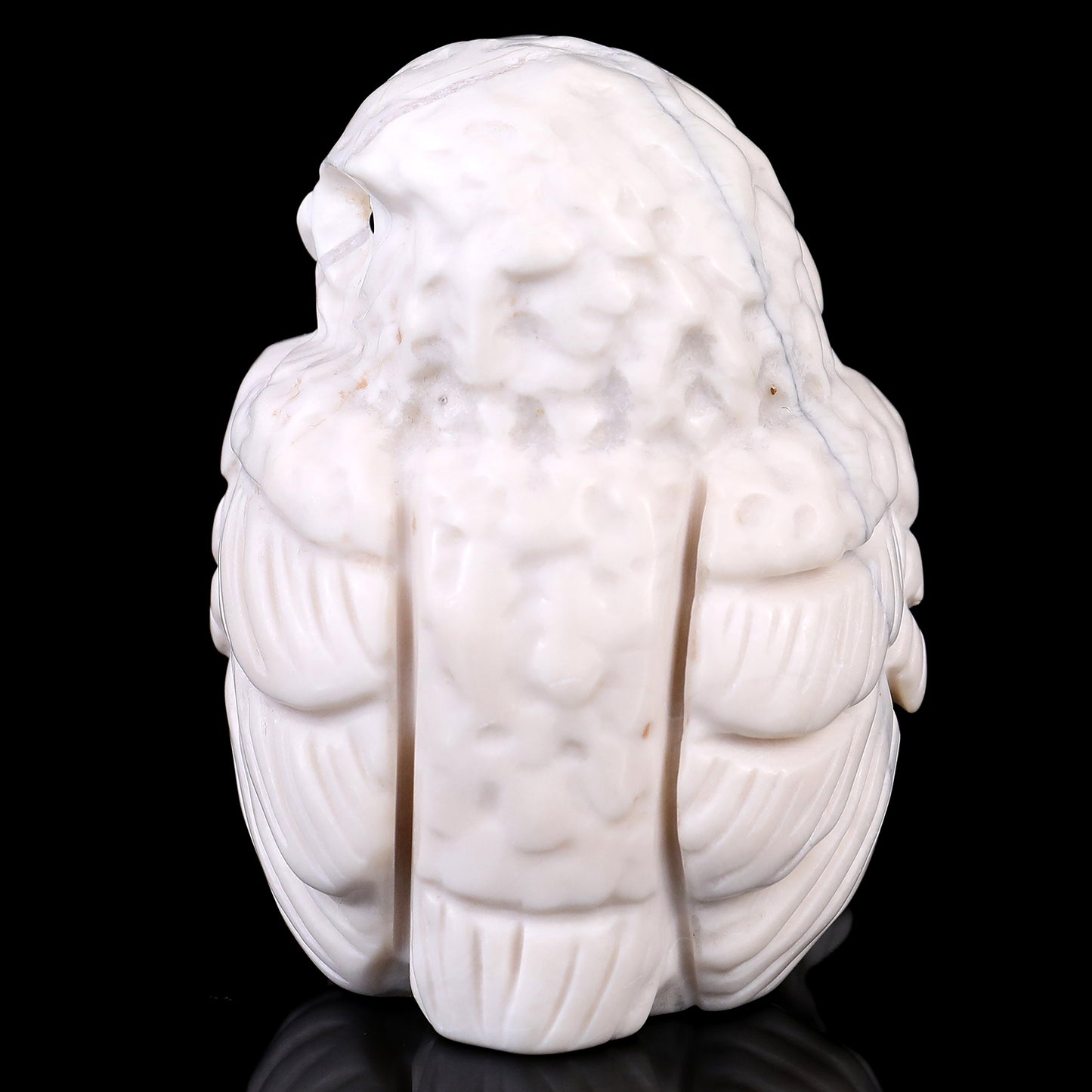 3.7" White Jade Hand Carved Crystal Owl Sculpture Crystallumi