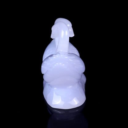 3.8" Blue Chalcedony Hand Carved Crystal Swans Sculpture Crystallumi