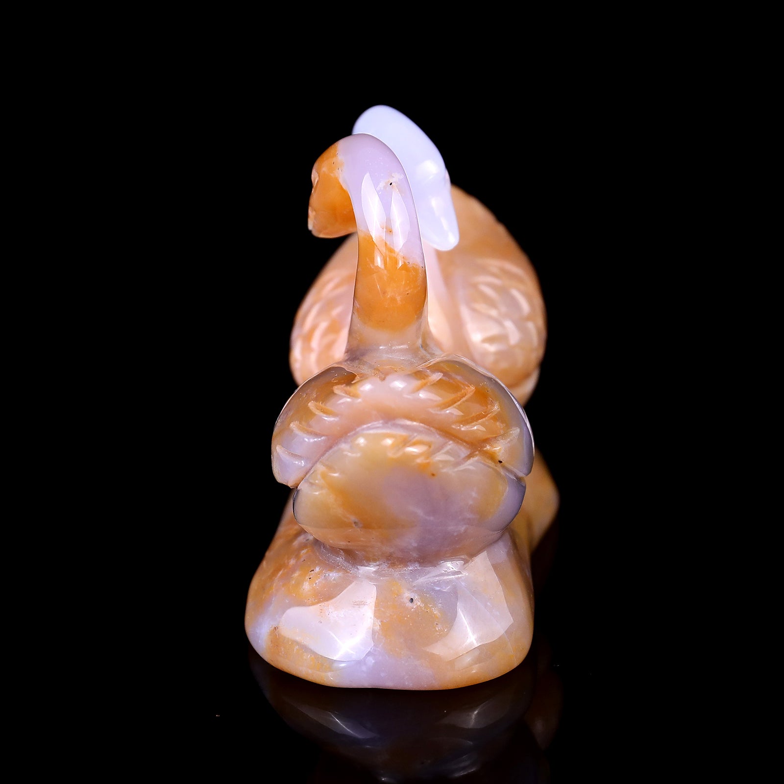 3.8" Chalcedony Hand Carved Crystal Swans Sculpture Crystallumi