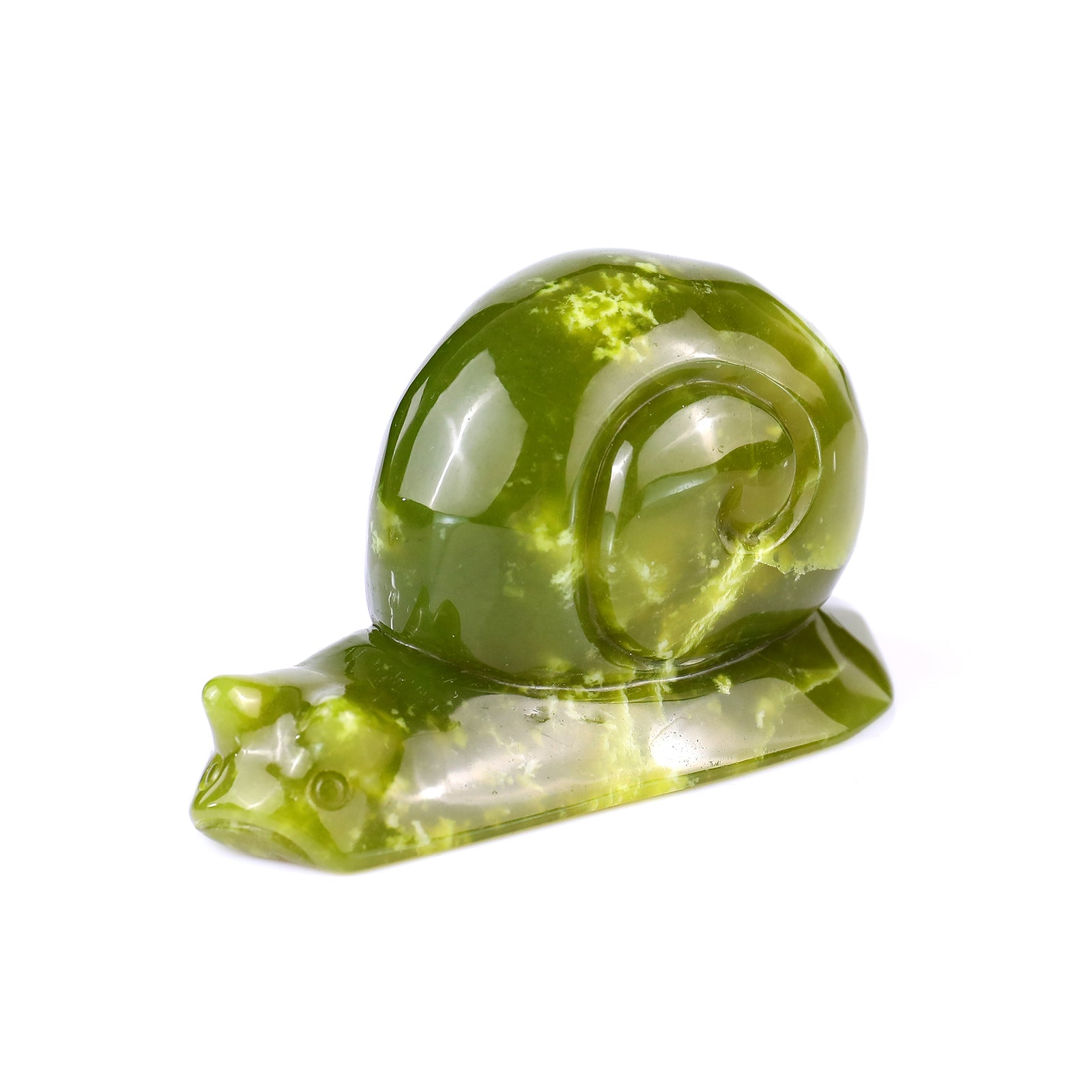 3.8" New Jade Hand Carved Crystal Snail Sculpture Crystallumi