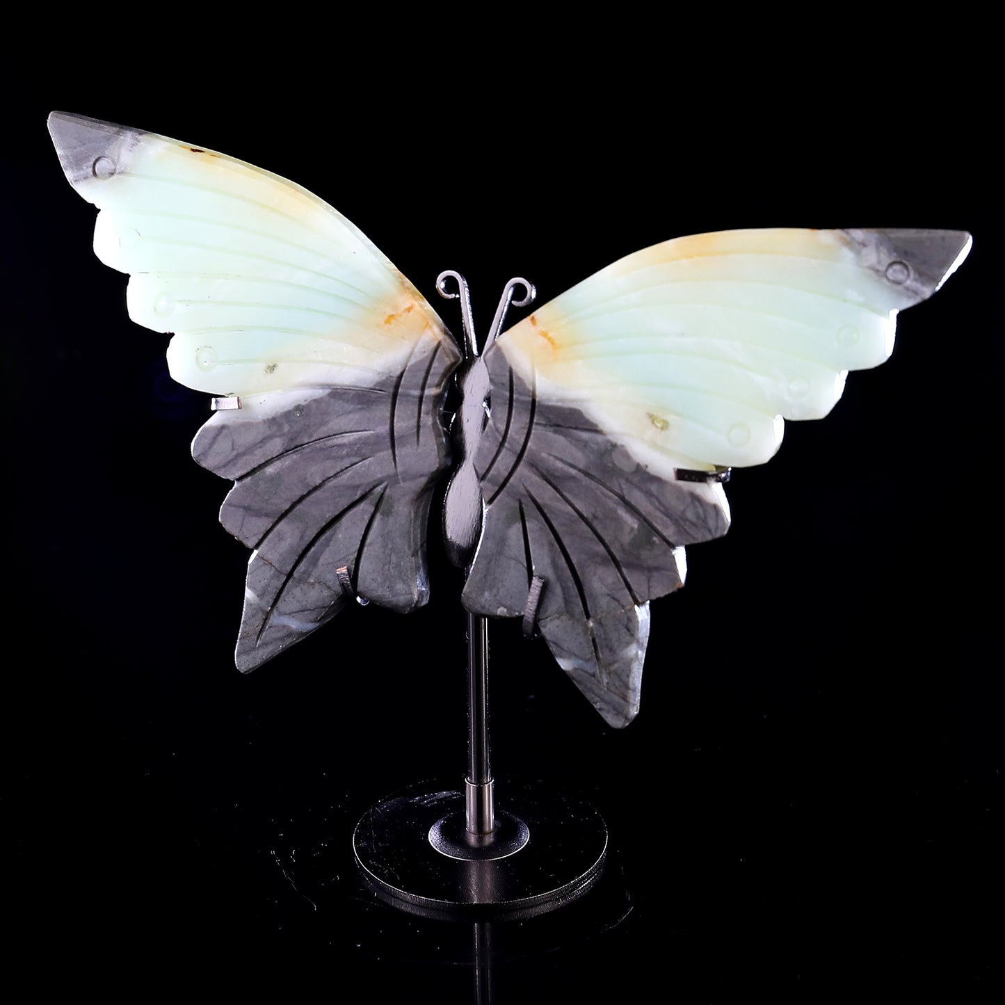 3.9" Amazonite Hand Carved Crystal Butterfly Wings Sculpture Crystallumi