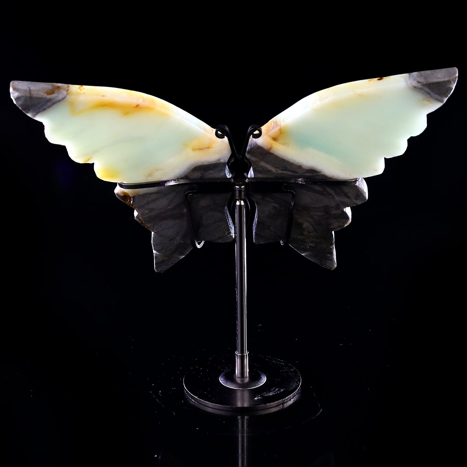 3.9" Amazonite Hand Carved Crystal Butterfly Wings Sculpture Crystallumi