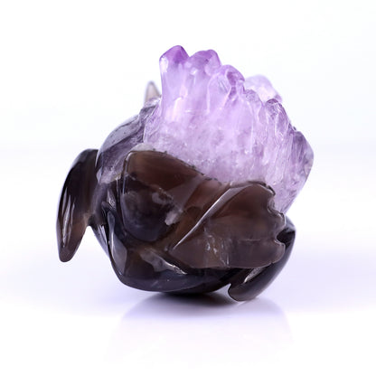 3.9" Amethyst Druse Agate Hand Carved Crystal Penguin Sculpture Crystallumi