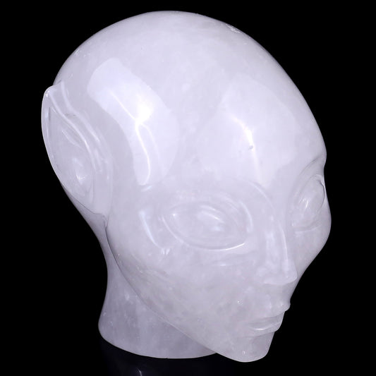 3.9" Angolan Quartz Rock Hand Carved Crystal Elf Alien Sculpture Crystallumi