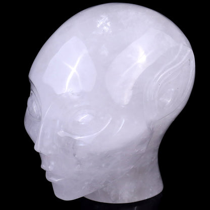 3.9" Angolan Quartz Rock Hand Carved Crystal Elf Alien Sculpture Crystallumi