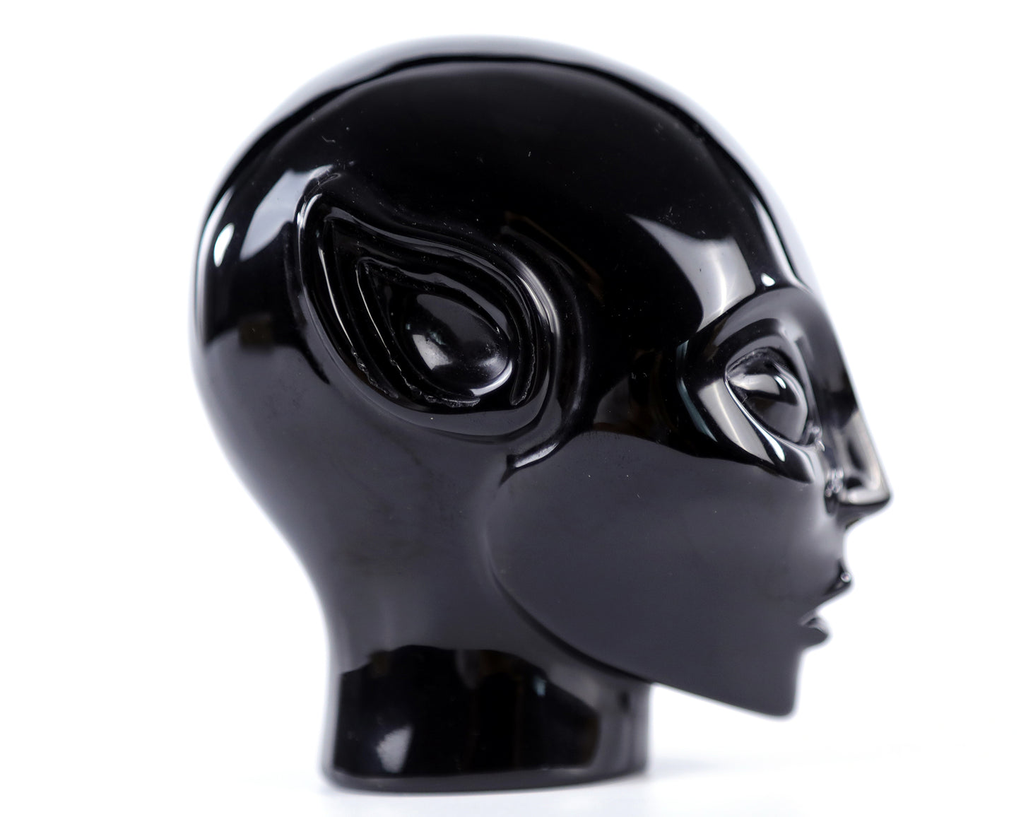 3.9" Black Obsidian Hand Carved Crystal Elf Alien Sculpture Crystallumi