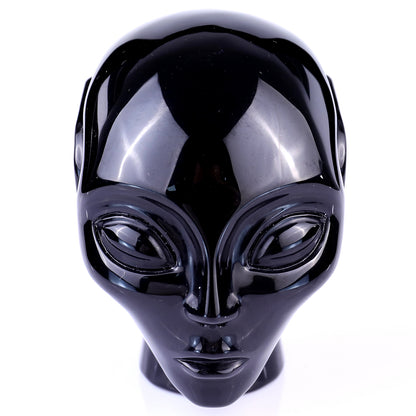 3.9" Black Obsidian Hand Carved Crystal Elf Alien Sculpture Crystallumi