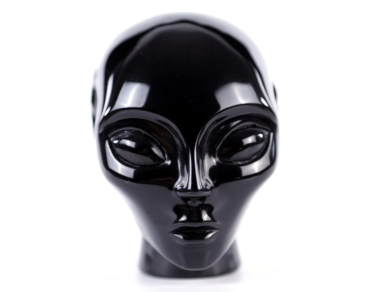 3.9" Black Obsidian Hand Carved Crystal Elf Alien Sculpture Crystallumi