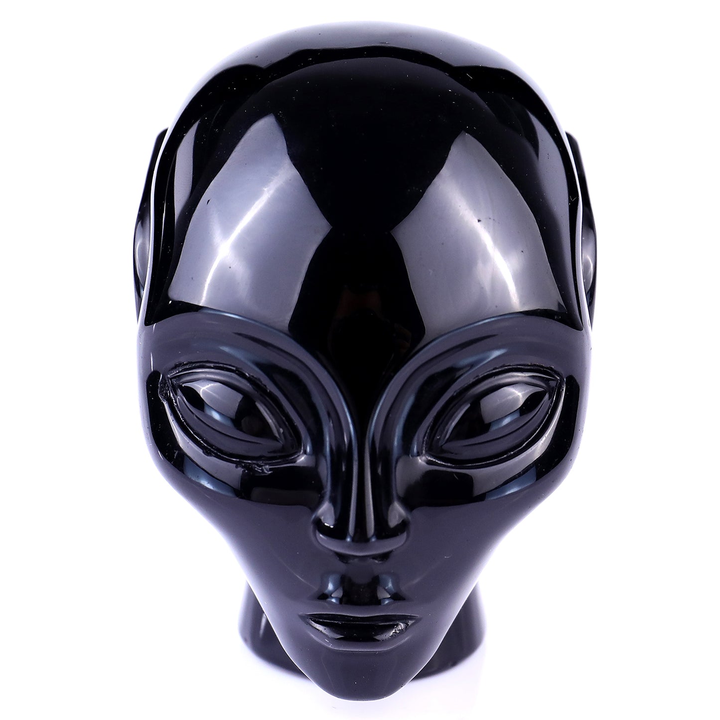 3.9" Black Obsidian Hand Carved Crystal Elf Alien Sculpture Crystallumi