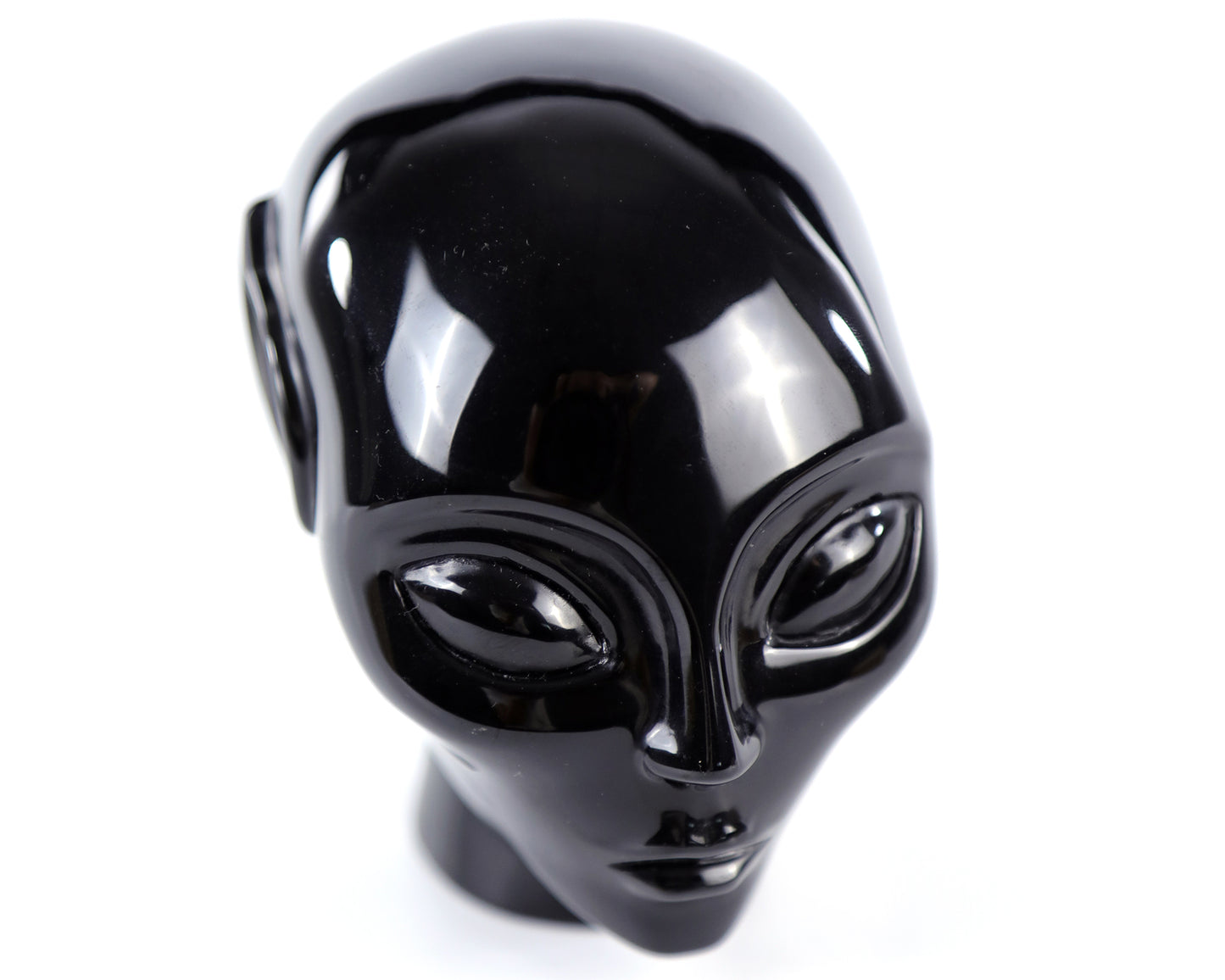 3.9" Black Obsidian Hand Carved Crystal Elf Alien Sculpture Crystallumi