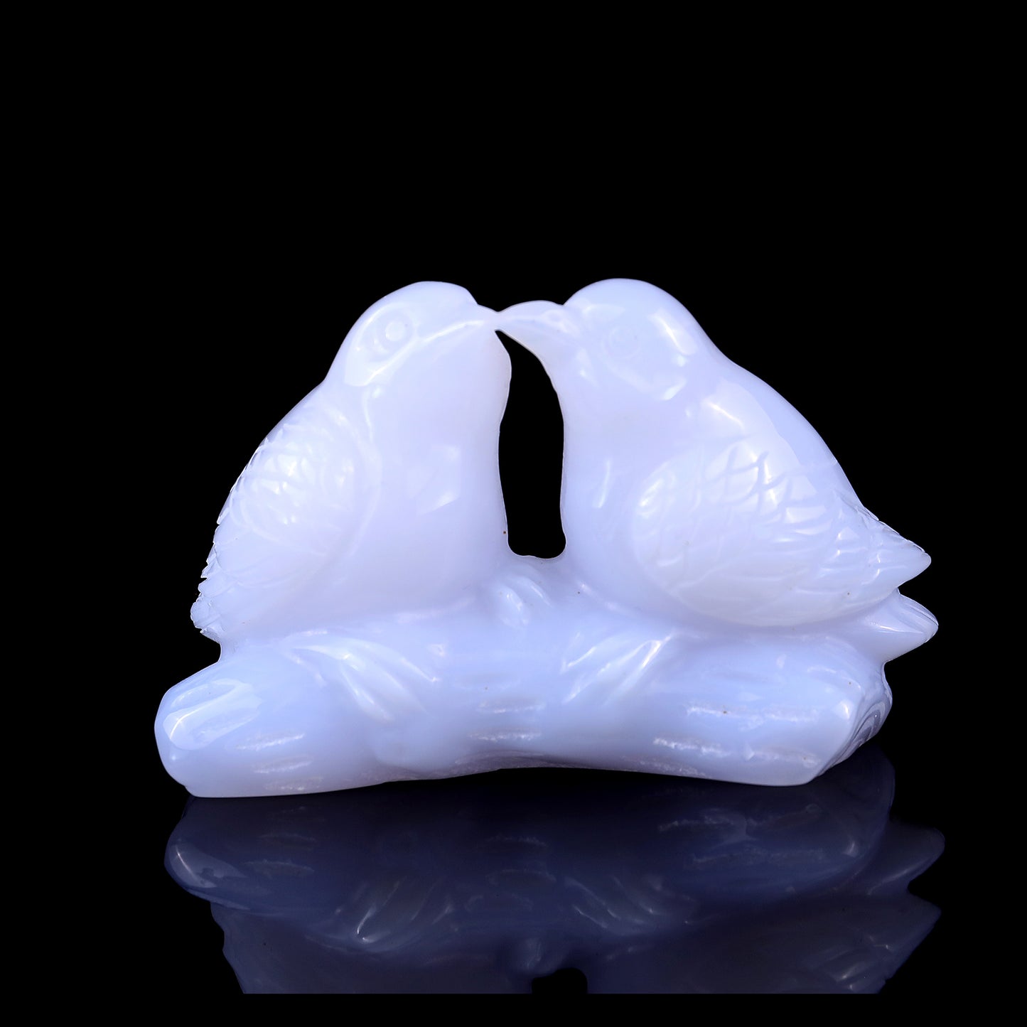 3.9" Blue Chalcedony Hand Carved Crystal Birds Sculpture Crystallumi