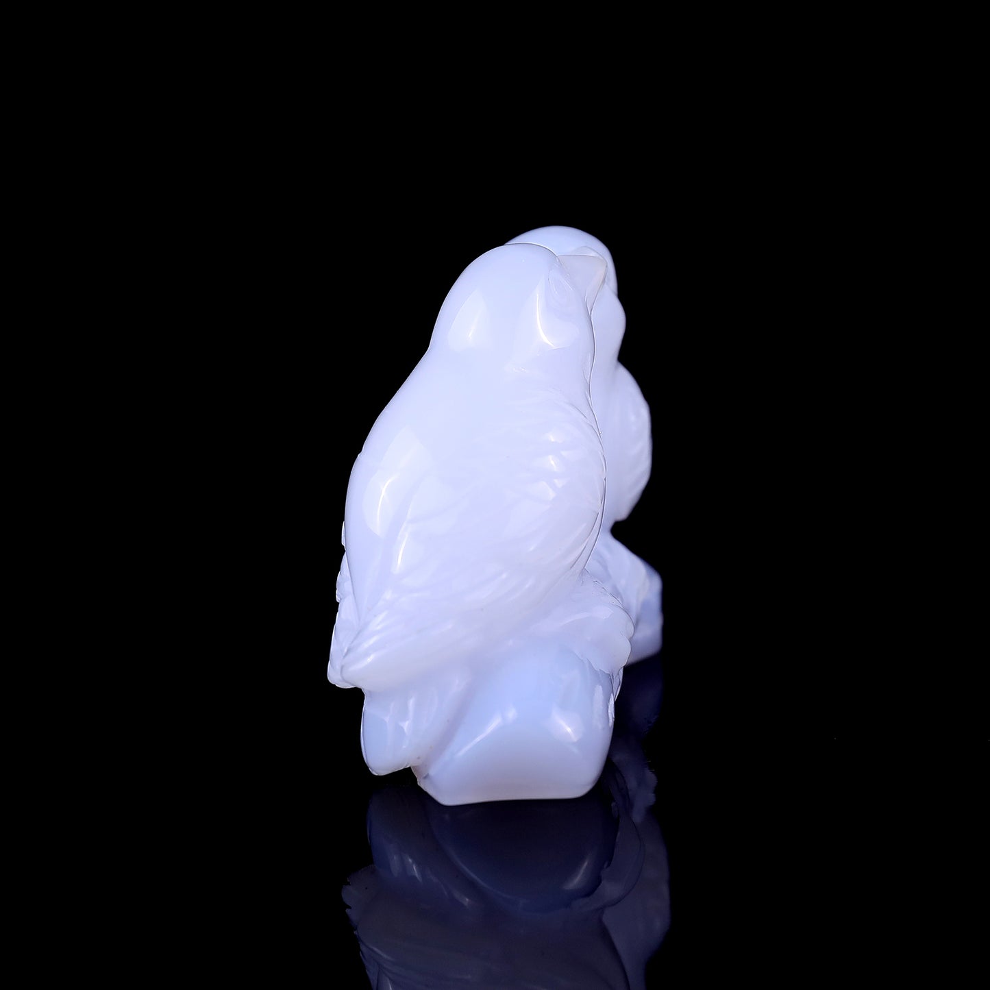 3.9" Blue Chalcedony Hand Carved Crystal Birds Sculpture Crystallumi