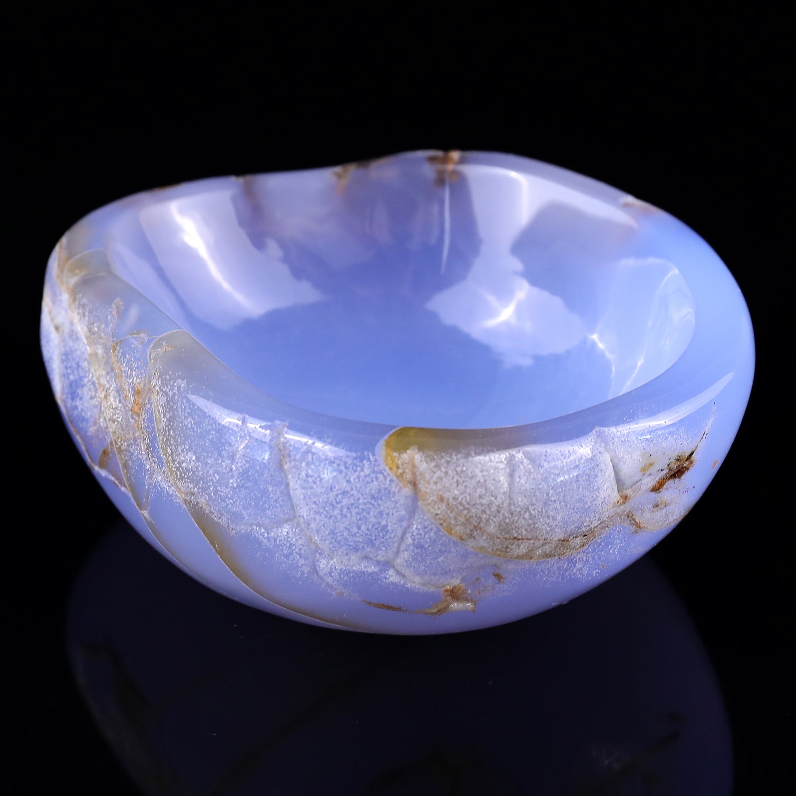 3.9" Blue Chalcedony Hand Carved Crystal Bowl Crystallumi