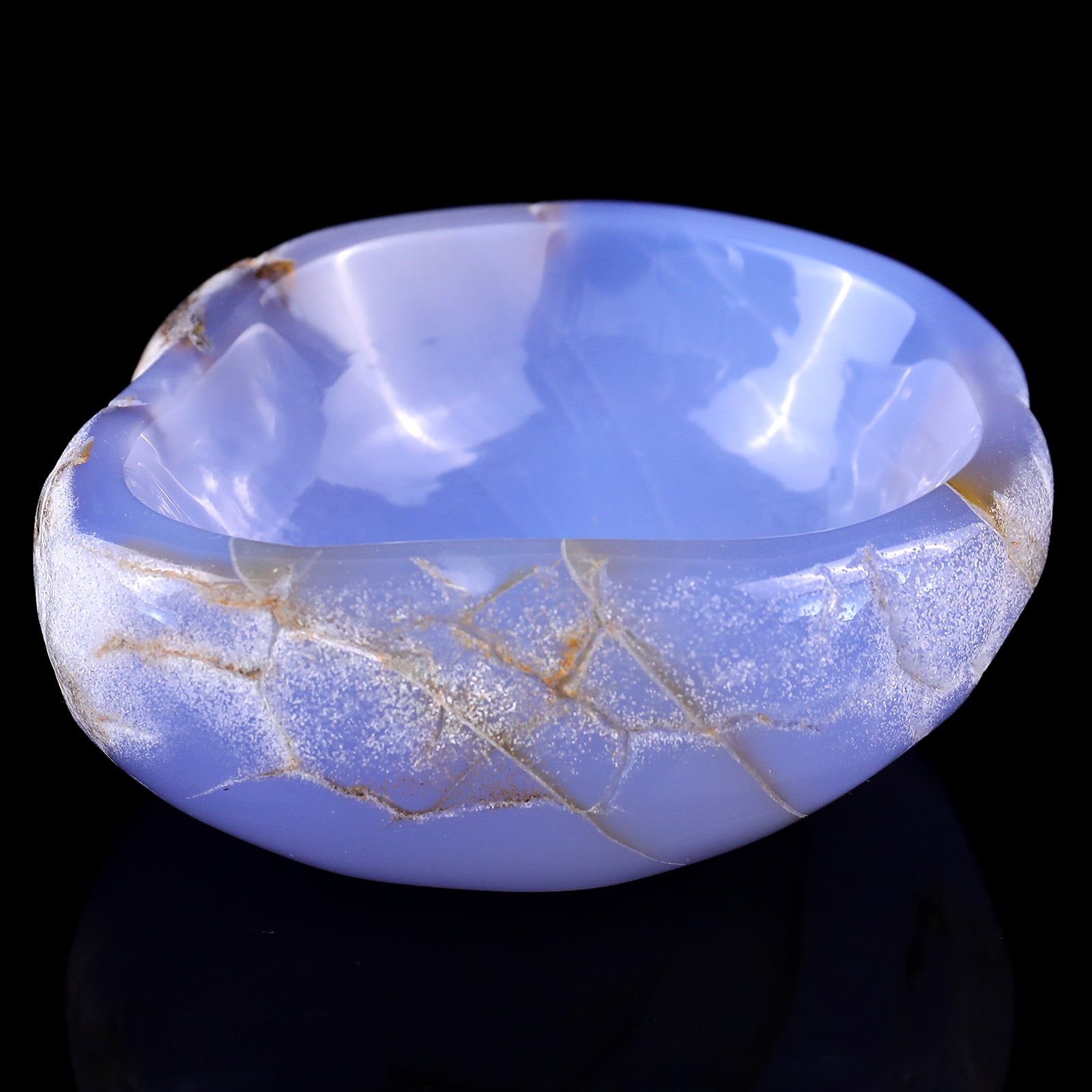 3.9" Blue Chalcedony Hand Carved Crystal Bowl Crystallumi