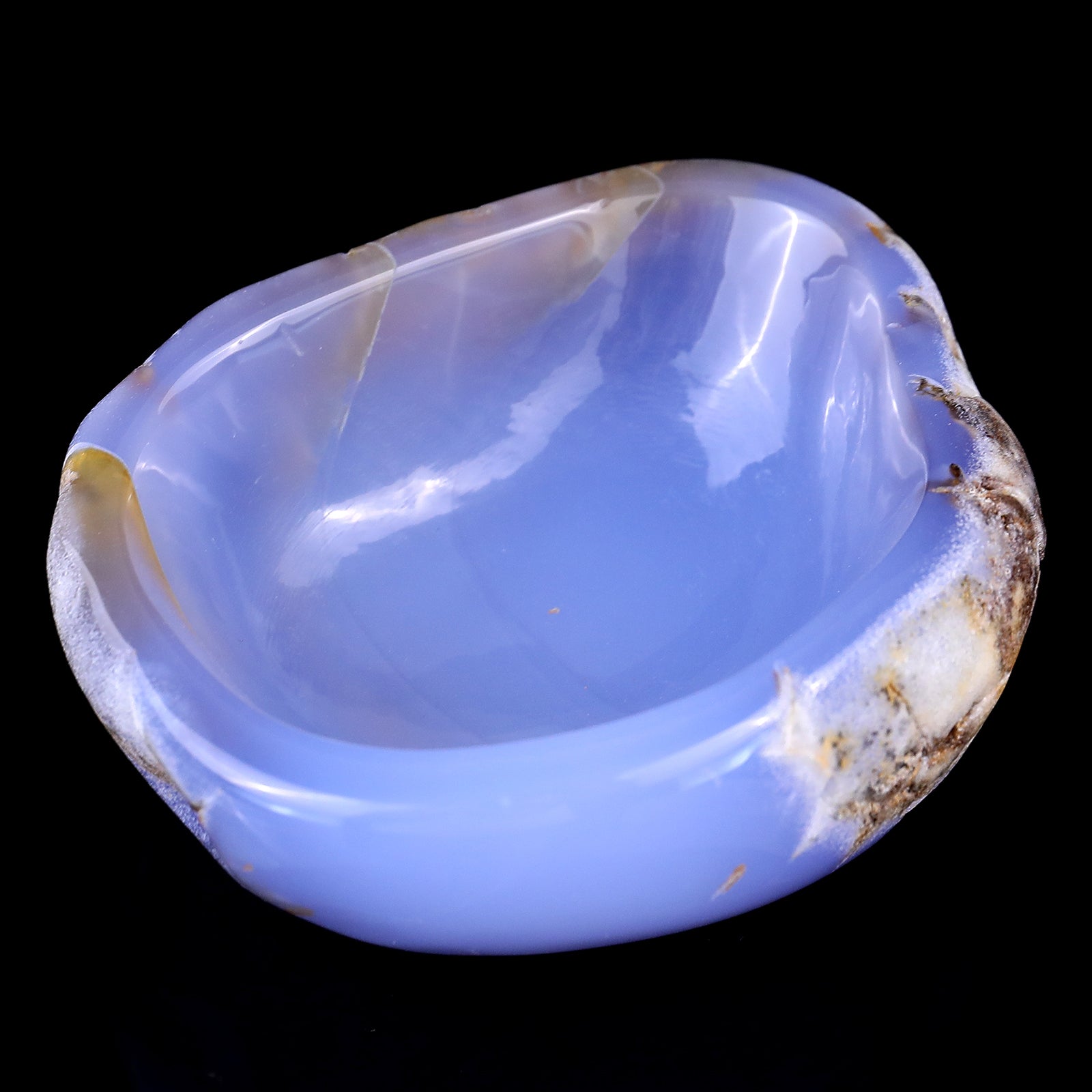 3.9" Blue Chalcedony Hand Carved Crystal Bowl Crystallumi