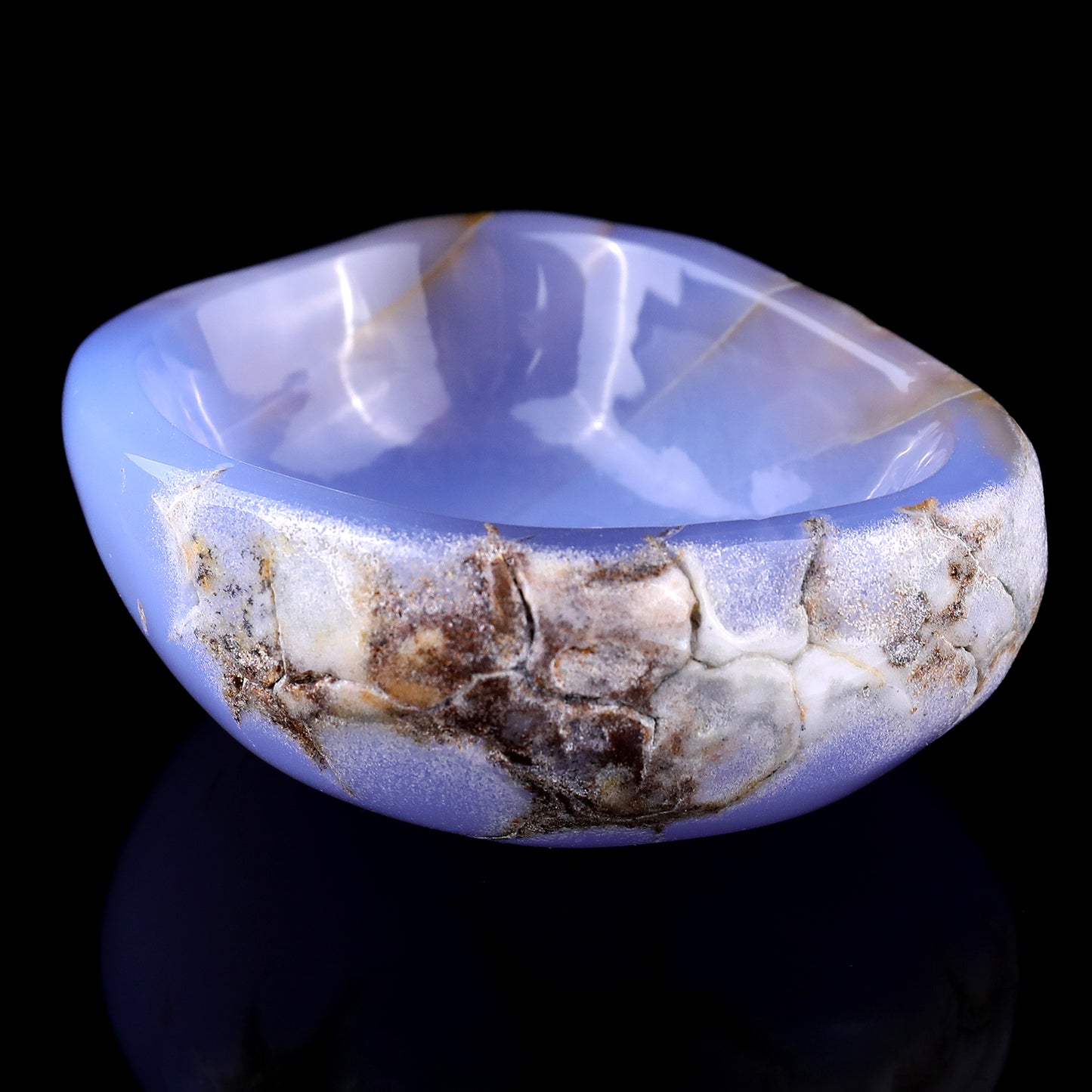 3.9" Blue Chalcedony Hand Carved Crystal Bowl Crystallumi