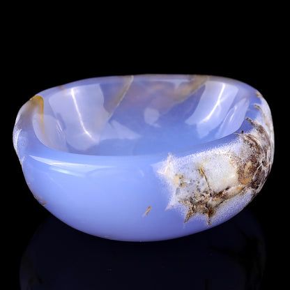 3.9" Blue Chalcedony Hand Carved Crystal Bowl Crystallumi