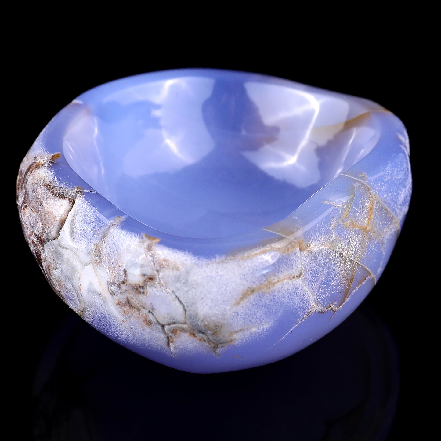 3.9" Blue Chalcedony Hand Carved Crystal Bowl Crystallumi