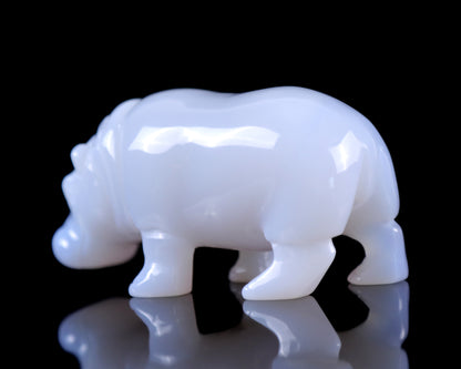 3.9" Blue Chalcedony Hand Carved Crystal Hippo Sculpture Crystallumi