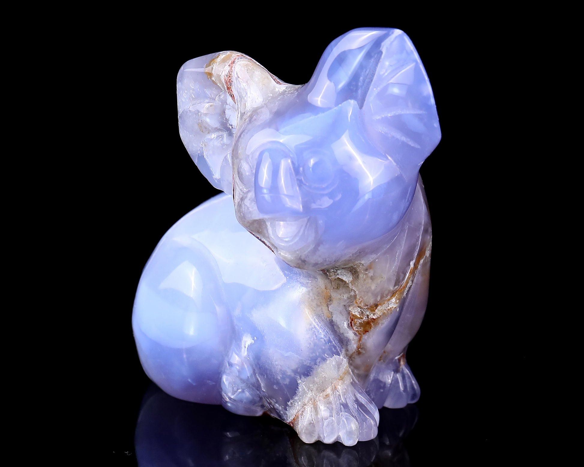 3.9" Blue Chalcedony Hand Carved Crystal Koala Sculpture Crystallumi