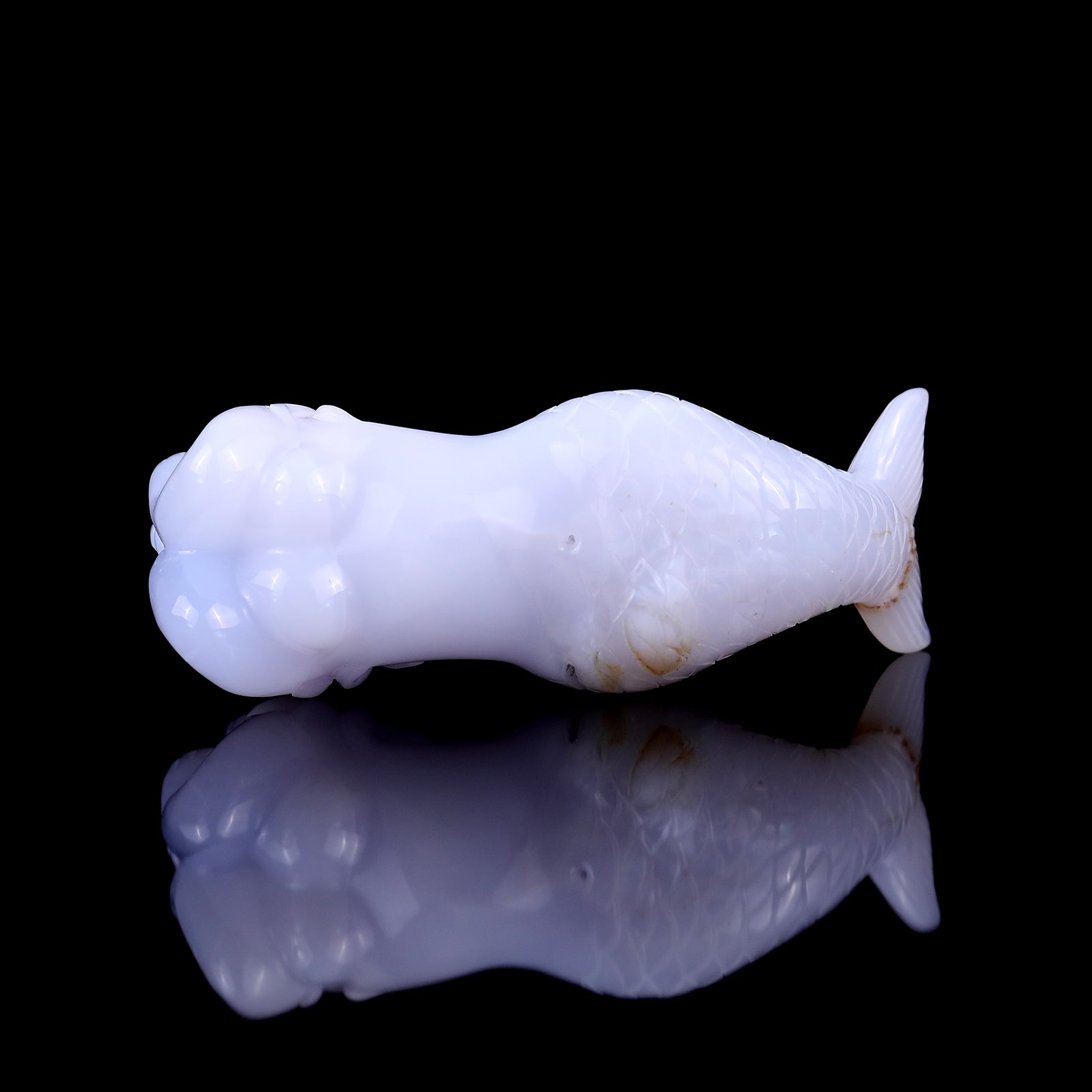 3.9" Blue Chalcedony Hand Carved Crystal Mermaid Sculpture Crystallumi