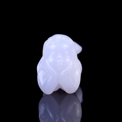 3.9" Blue Chalcedony Hand Carved Crystal Mermaid Sculpture Crystallumi