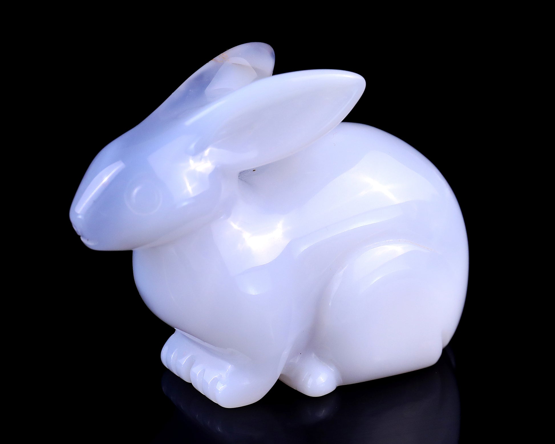 3.9" Blue Chalcedony Hand Carved Crystal Rabbit Sculpture Crystallumi