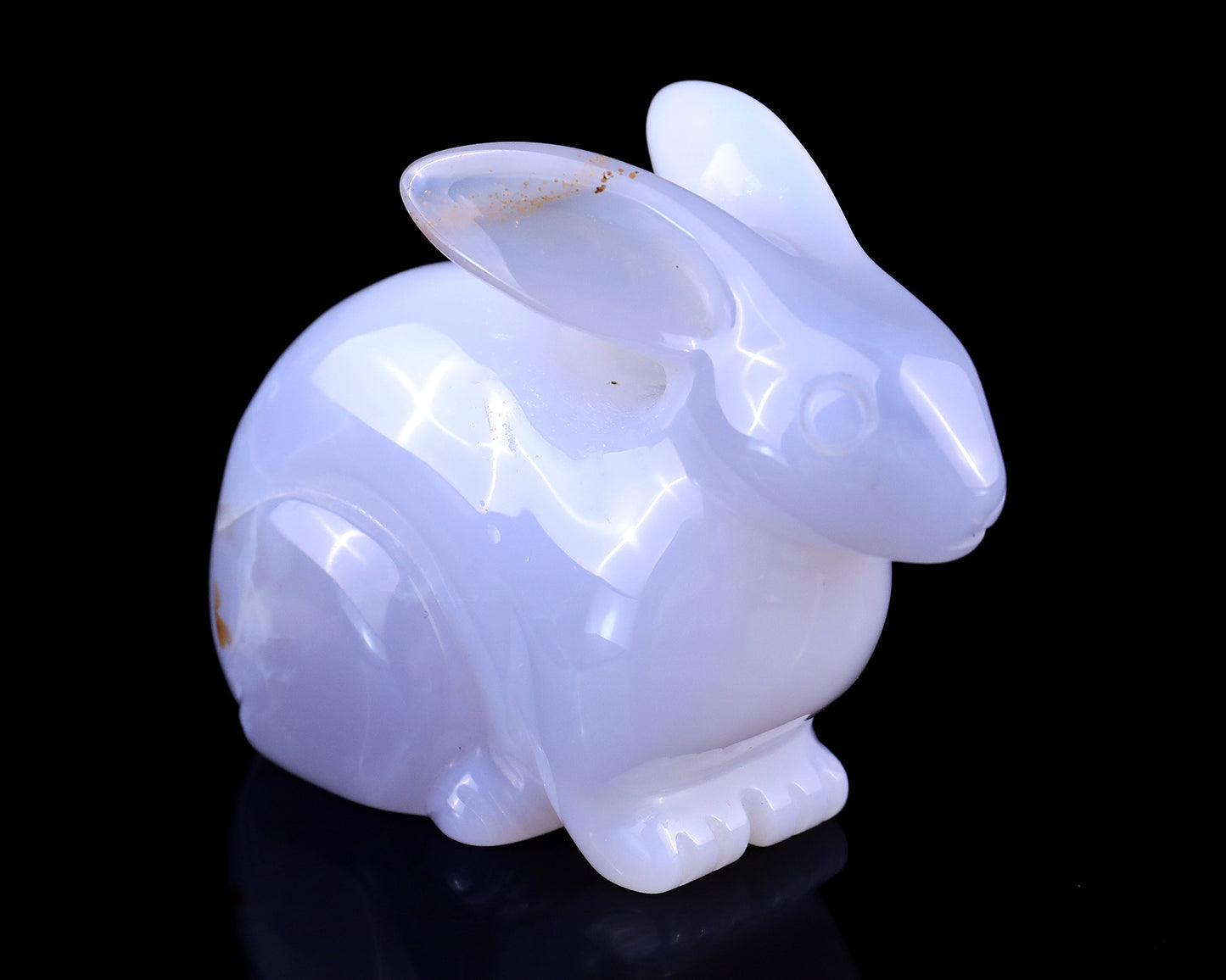 3.9" Blue Chalcedony Hand Carved Crystal Rabbit Sculpture Crystallumi