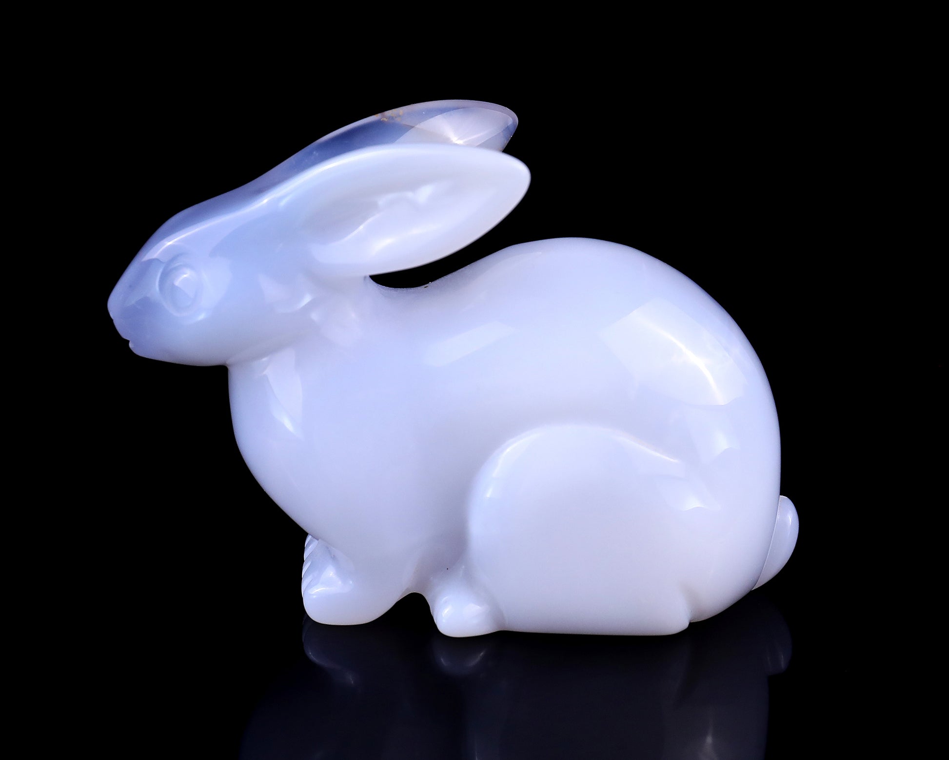 3.9" Blue Chalcedony Hand Carved Crystal Rabbit Sculpture Crystallumi