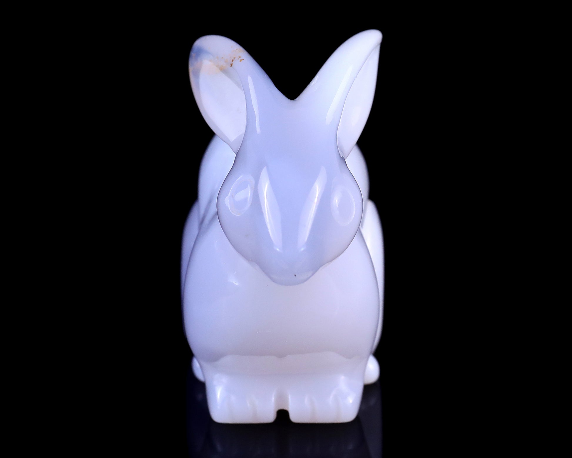 3.9" Blue Chalcedony Hand Carved Crystal Rabbit Sculpture Crystallumi