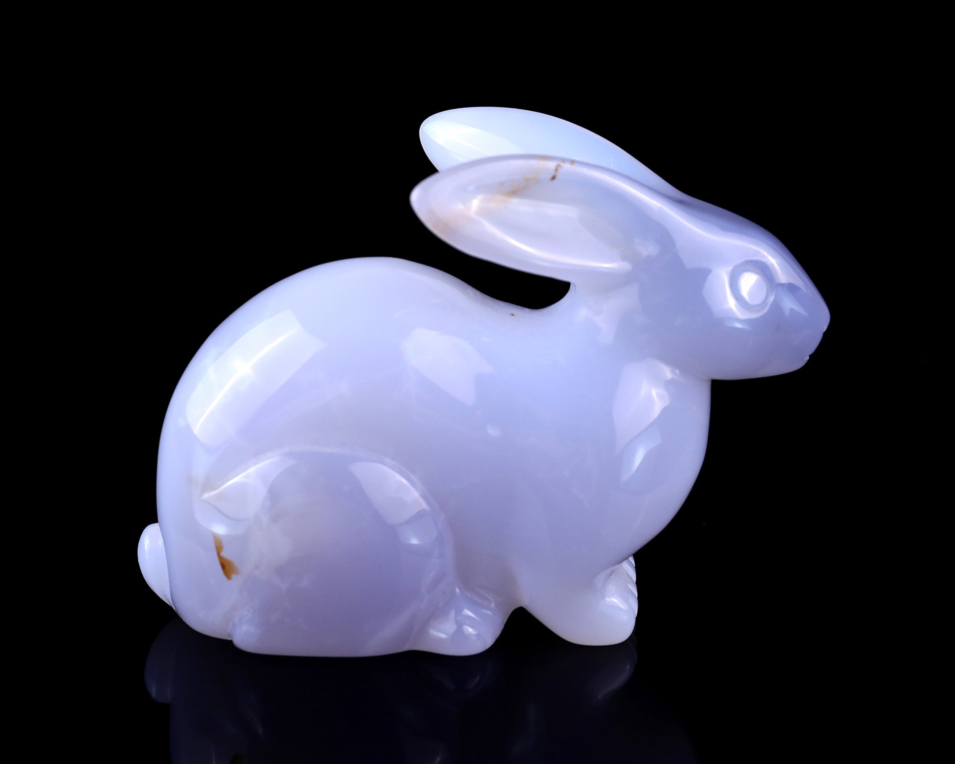 3.9" Blue Chalcedony Hand Carved Crystal Rabbit Sculpture Crystallumi