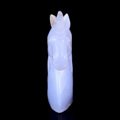 3.9" Blue Chalcedony Hand Carved Crystal Unicorn Sculpture Crystallumi